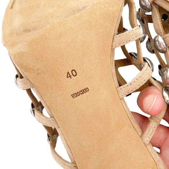Alexander Wang Tan Caged Studded Heels Sz 40 - Picture 7 of 9